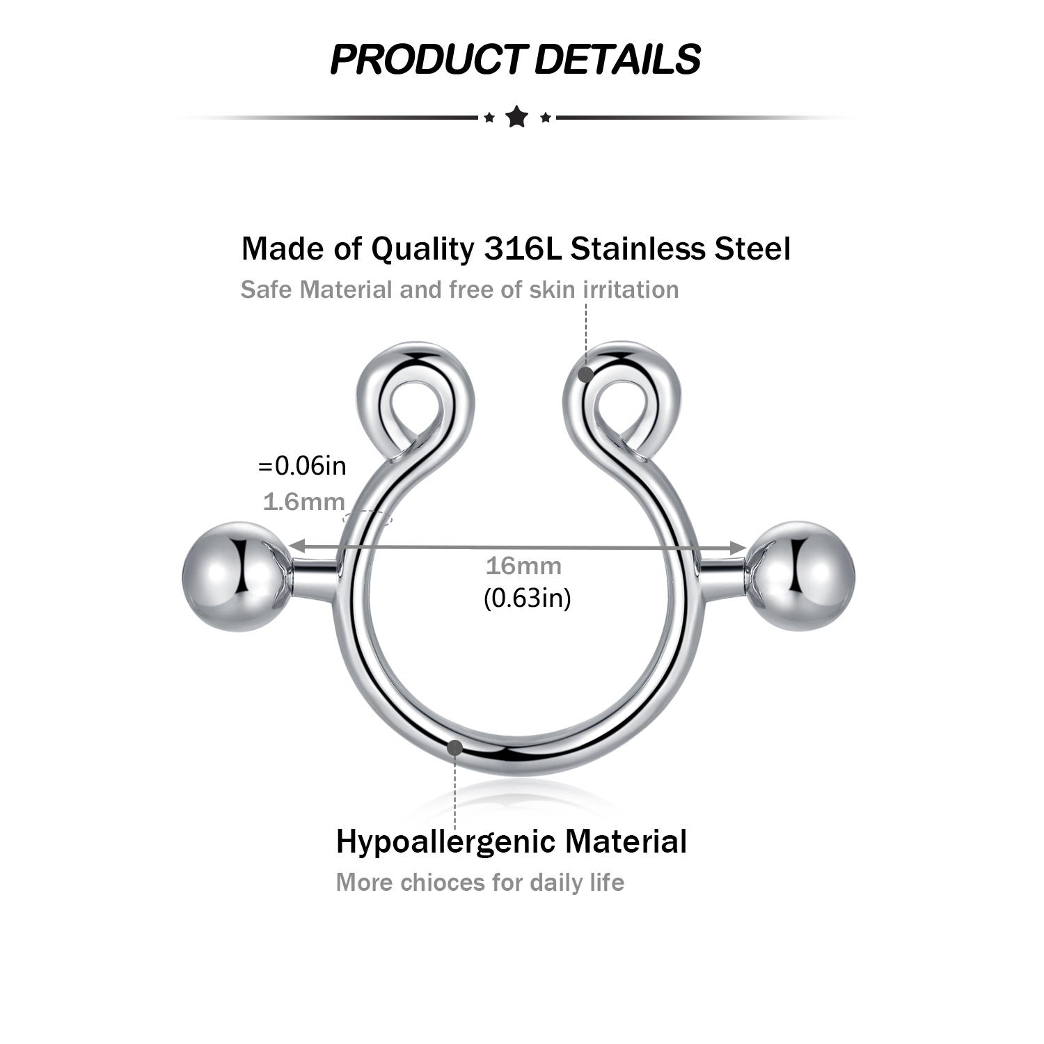 8Pcs Stainless Fake Nipple Rin - Body Jewelry Nipple Rings 리뷰 및 가격