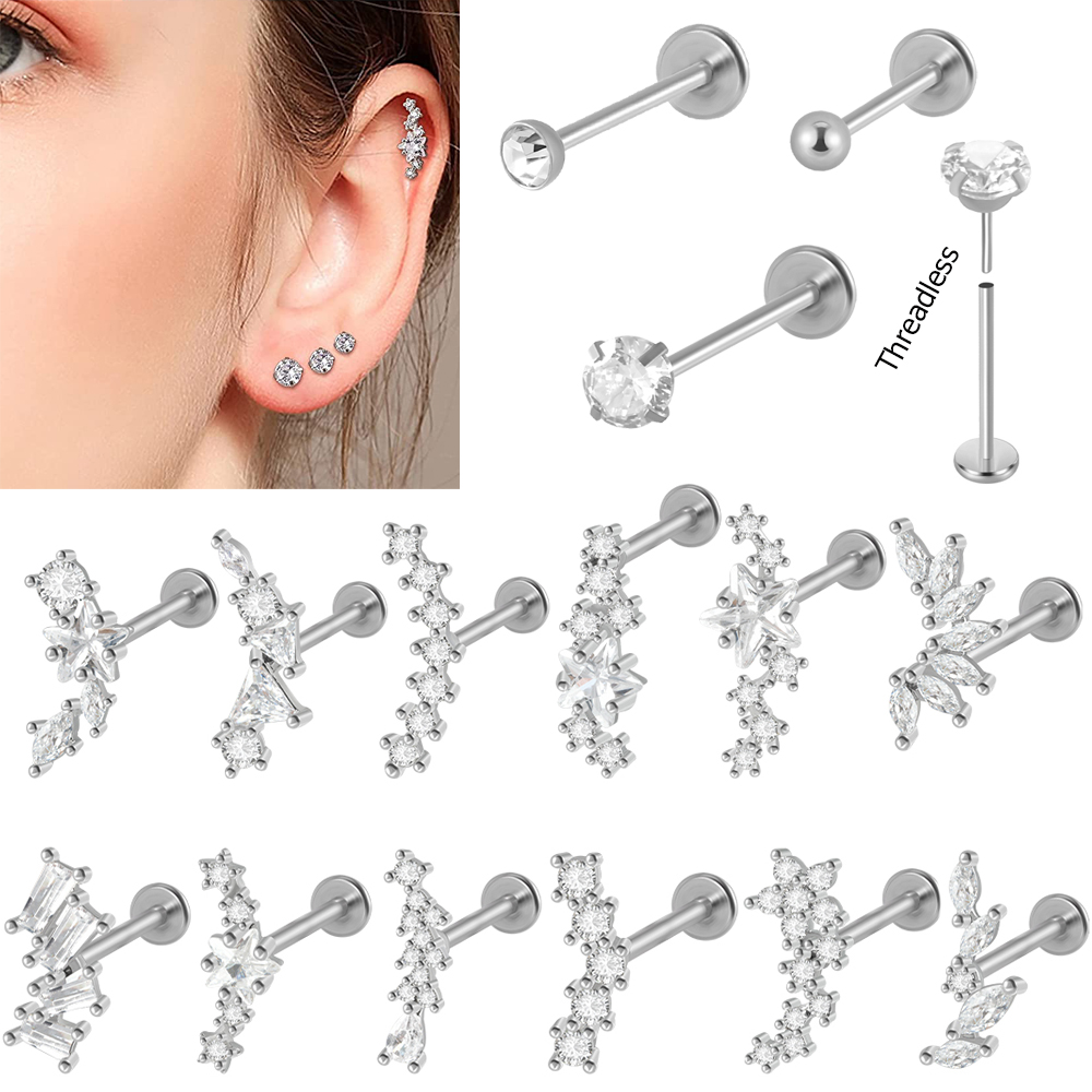 1PC Surgical Steel Zircon Labr - Body Jewelry Threadless 리뷰 및 가격